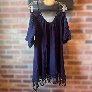 Women’s navy blue dress with lace Size M (#9)